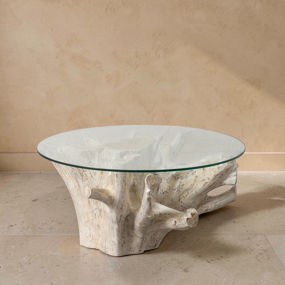 AUPS - Mesa de centro blanco patinado 90 x 90 x 45 cm
