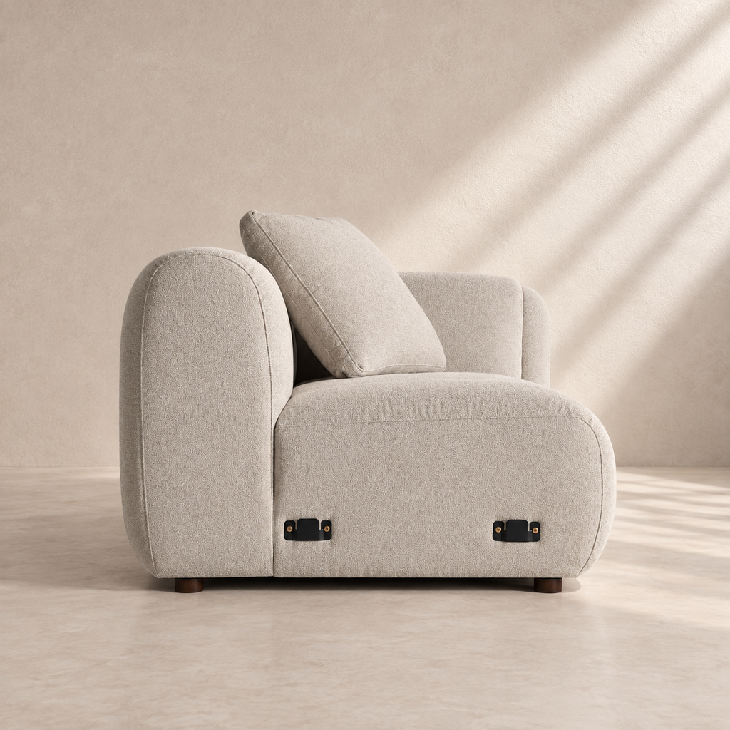 LAYOS - Module de canapé modulable en polyester gris angle droit