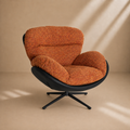 LILLO - Fauteuil pivotant orange et noir en polyester – Design contemporain
