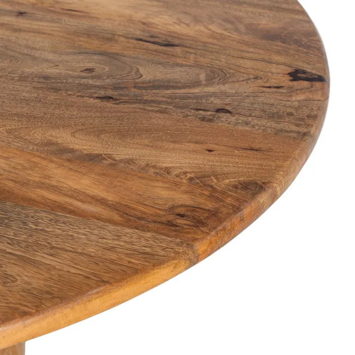 SABERO - Mesa de comedor redonda de madera de mango maciza 120 cm