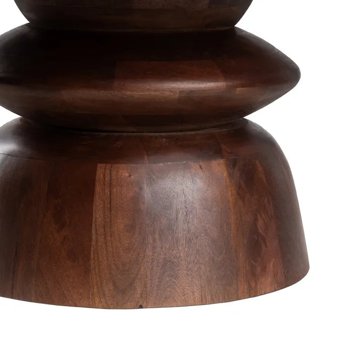 PORTEL - Mesa de centro de mármol/madera para salón 75 x 75 x 39 cm