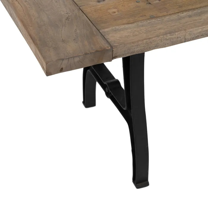 AUTOIRE - Mesa de comedor natural negro madera hierro 220 x 90 x 76 cm
