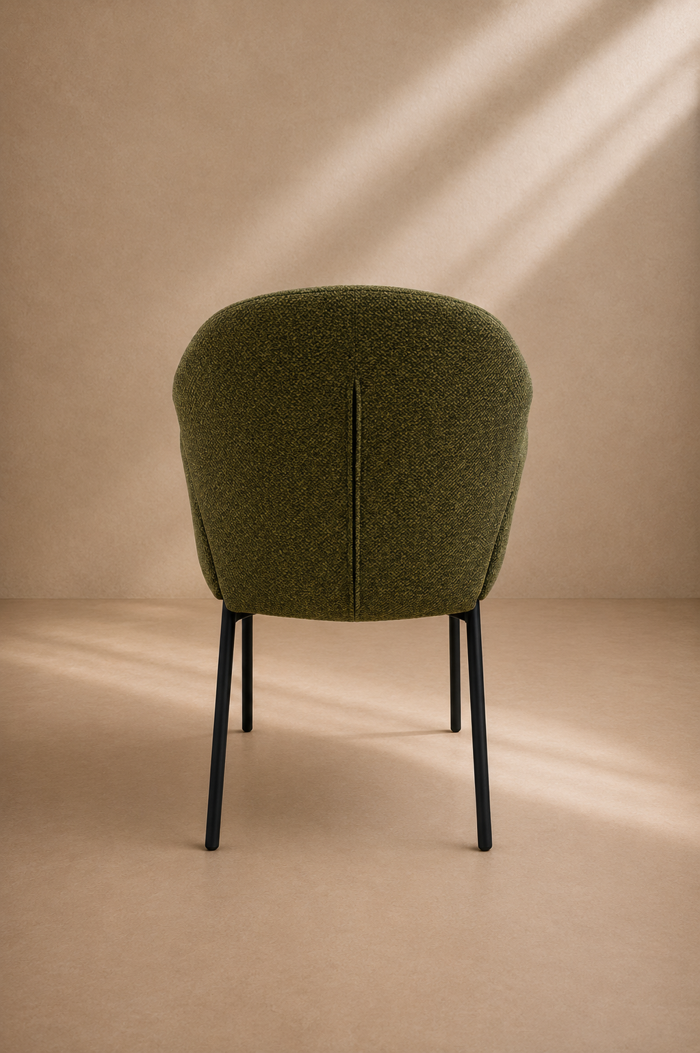 SIDNA - Fauteuil de salle à manger design en chenille vert forêt avec pieds métalliques noirs - salles de réunion, bureaux, hôtels