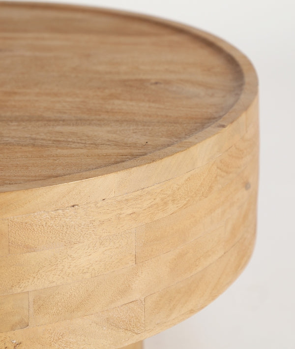 BIEL - Table basse ronde en bois de manguier 80 cm
