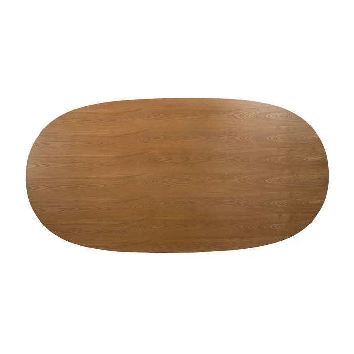 SANTIZ - Mesa versátil ovalada de madera natural y metal negro 220 cm - comedor o reuniones