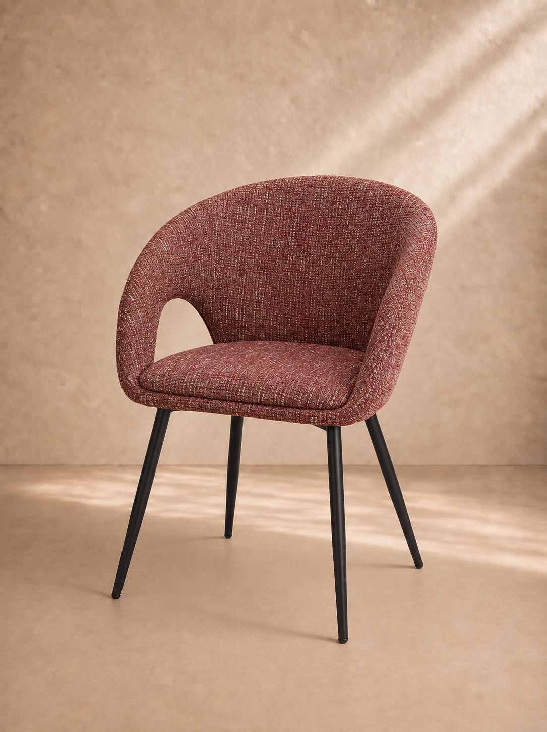 ISCAR - Chaise contemporaine en tissu couleur granit rouge – Confort et élégance pour intérieur et professionnel
