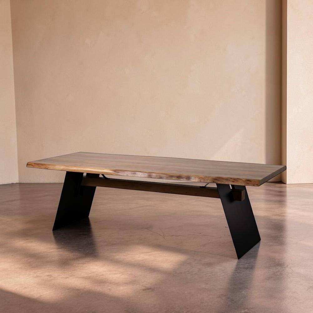 FOURCES - Mesa de comedor madera metal salón 260 x 100 x 77 cm