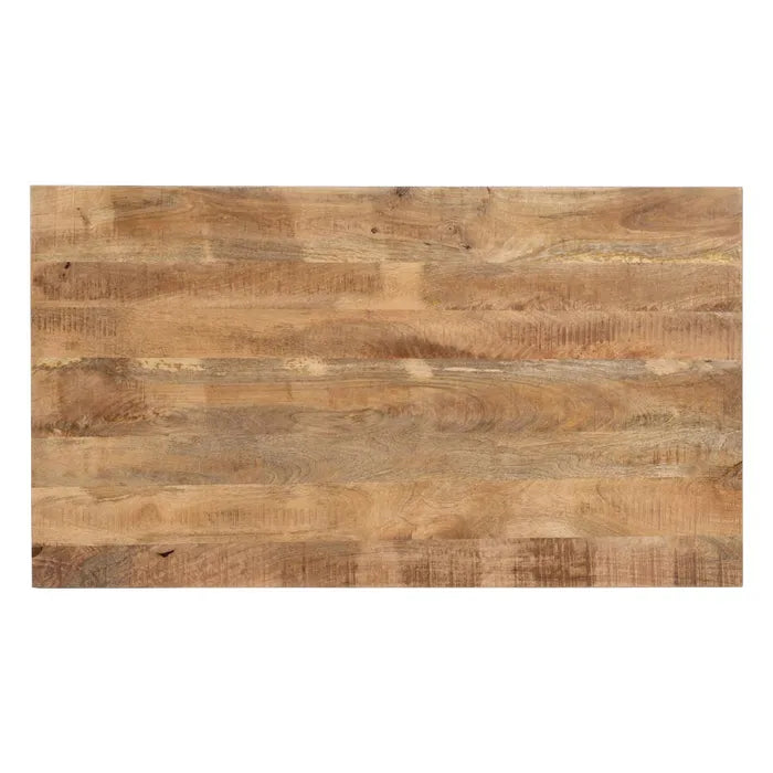 NAJAC - Mesa de comedor natural negro madera hierro 160 x 90 x 79 cm