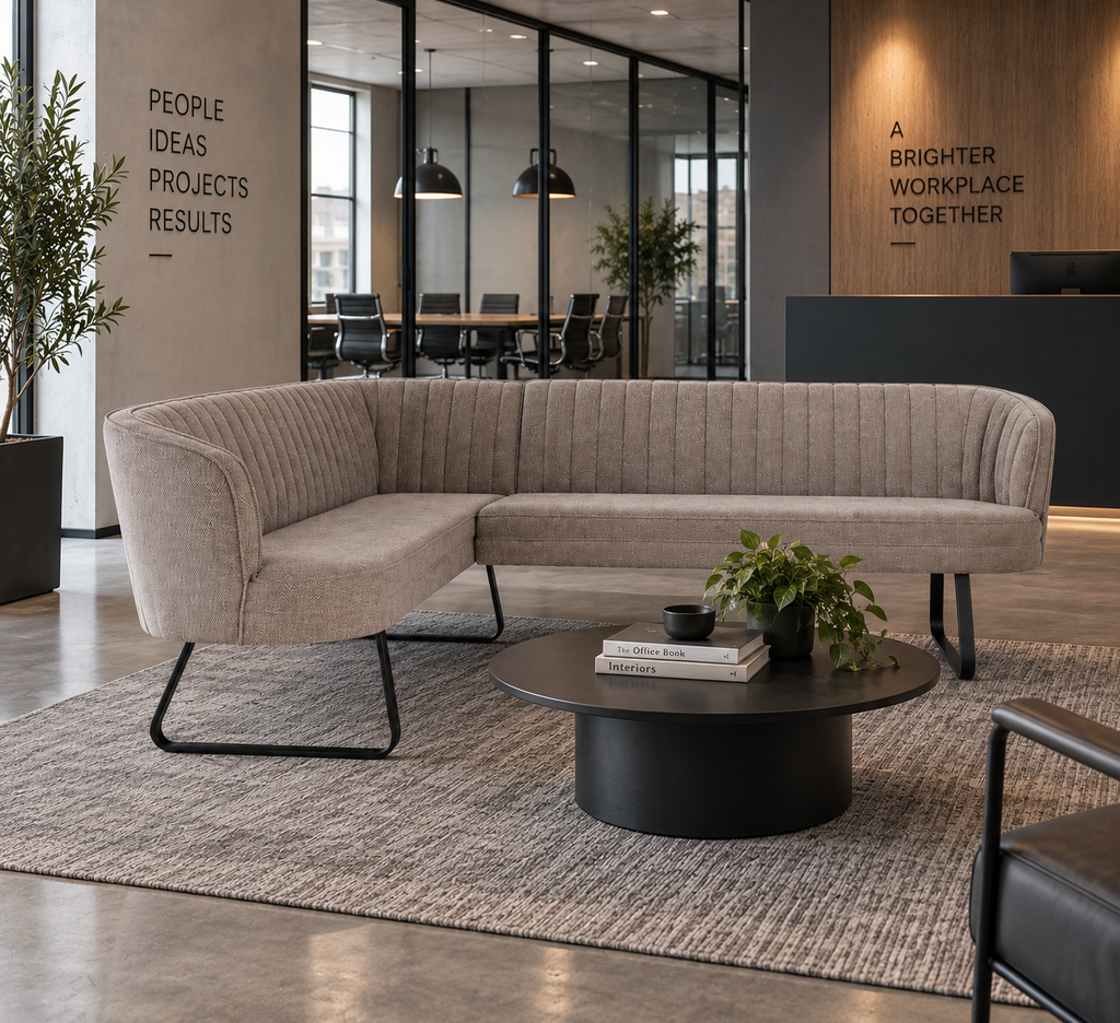 LAVERN - Canapé 4 places en polyester gris – Design contemporain