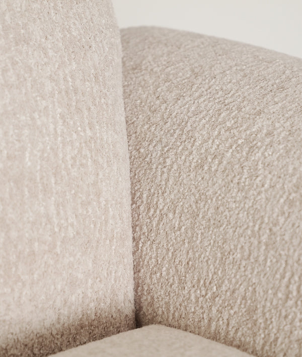 ROIZ - Sofá boucle de design 3 lugares 240 cm – Elegância minimalista e conforto envolvente