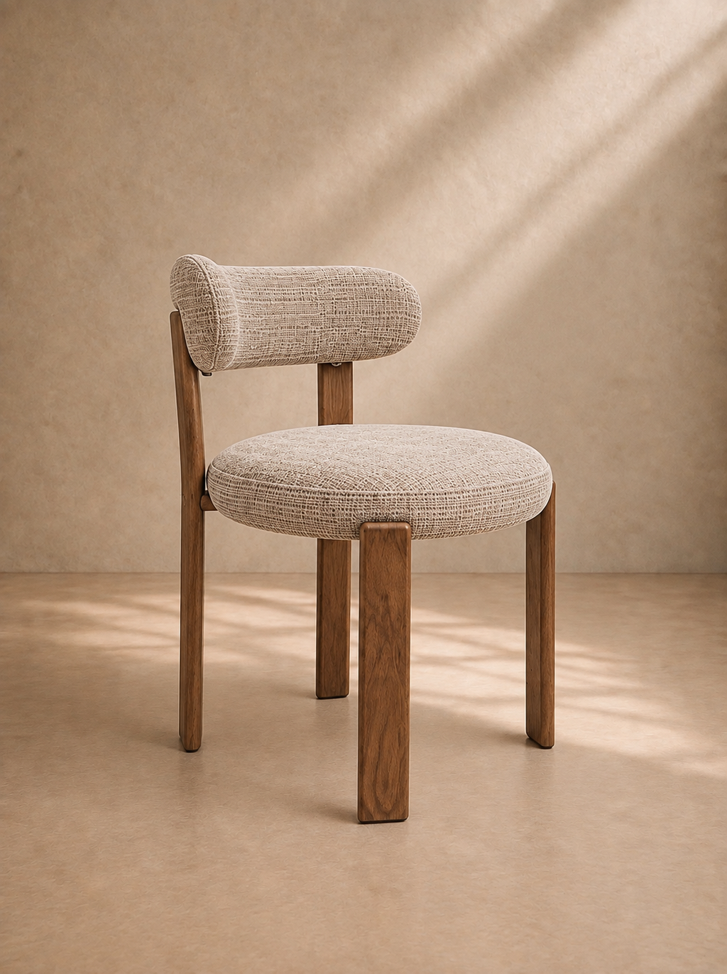 LEVI - Chaise de salle à manger en tissu beige et bois