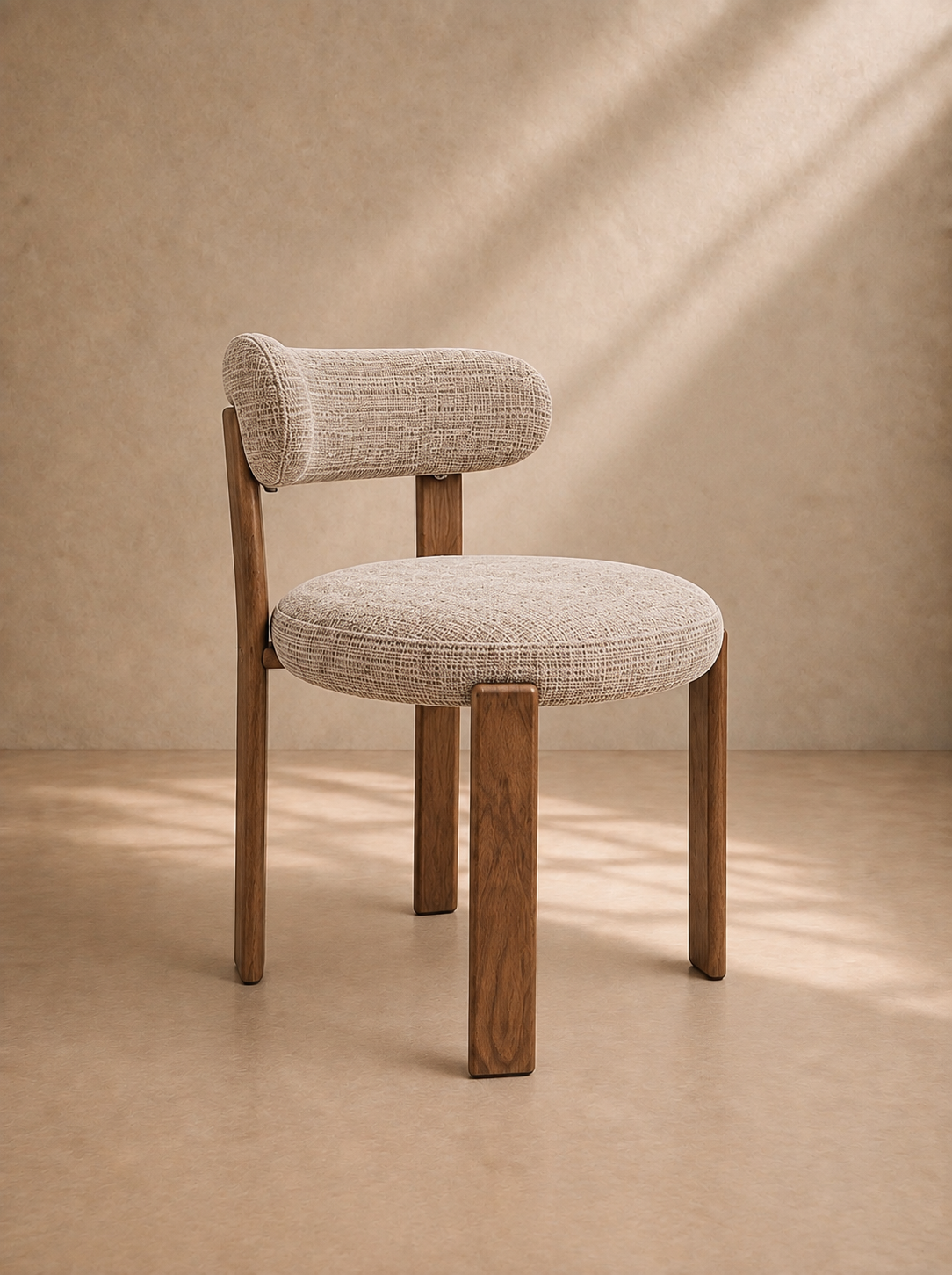 LEVI - Chaise de salle à manger en tissu beige et bois