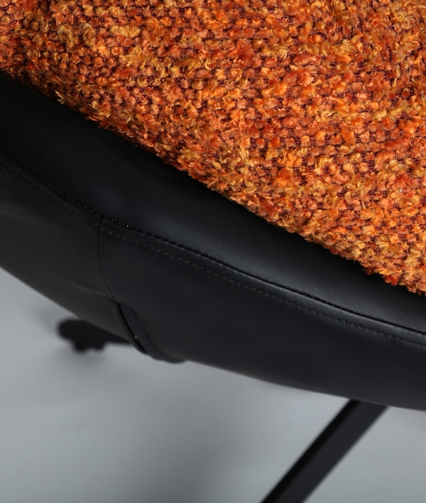 LILLO - Fauteuil pivotant orange et noir en polyester – Design contemporain