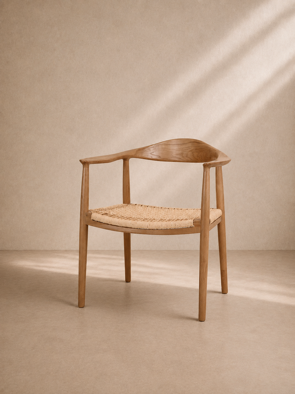 RELI - Chaise design en bois de frêne et corde tressée