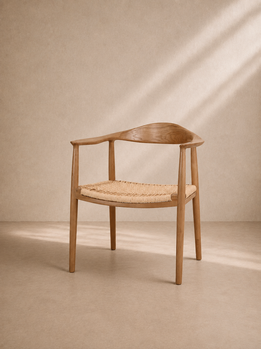 RELI - Chaise design en bois de frêne et corde tressée