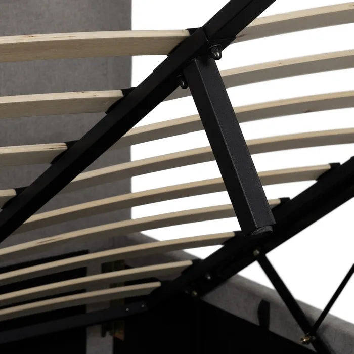 ALDEHUELA - Cama tapizada gris para colchón de 150 cm