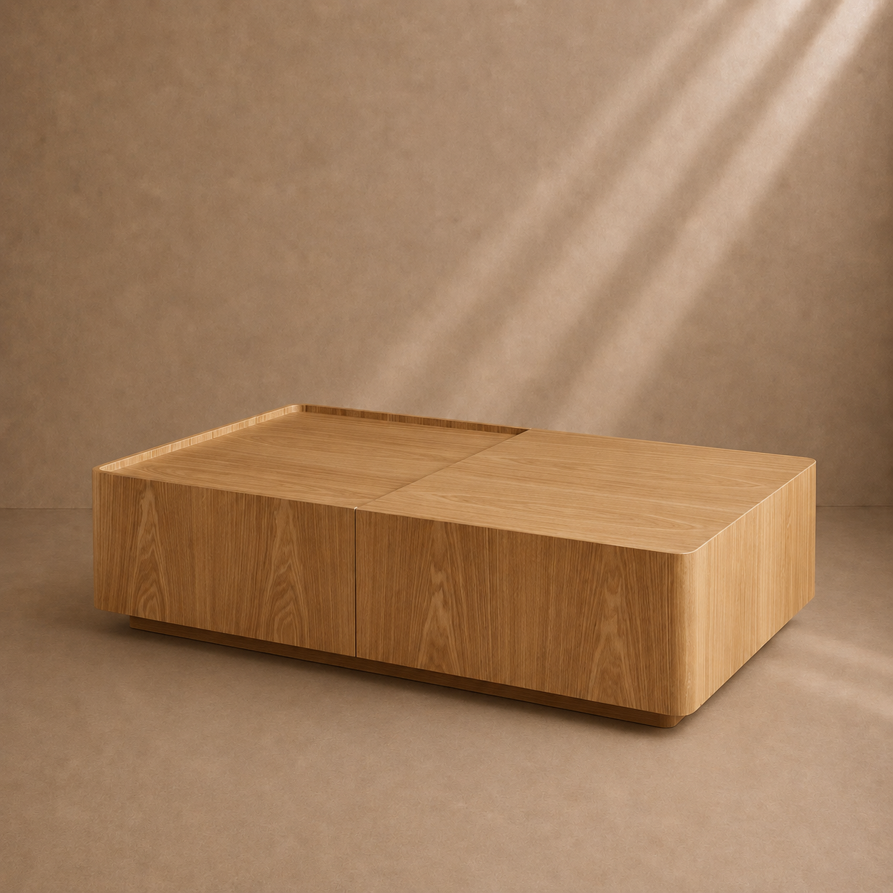 AINSA - Table basse avec rangement en bois effet chêne 120 x 70 cm