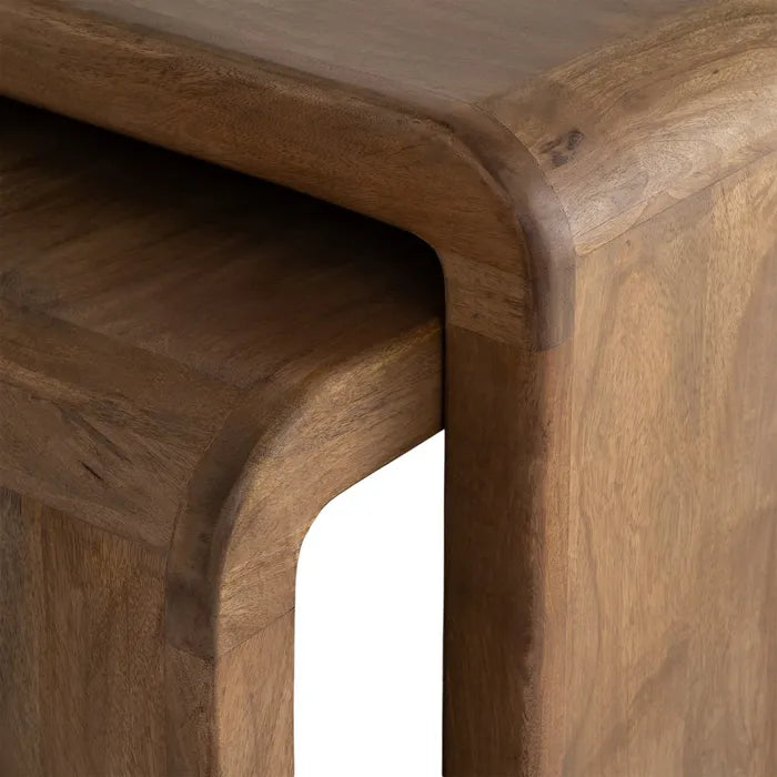 PEILLON - Juego de 2 mesas de centro pequeñas de madera de mango 120 x 55 x 40 cm