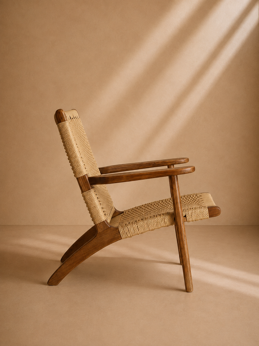 NERJA - Fauteuil en bois massif d’orme et corde marron 70 x 77 x 73 cm