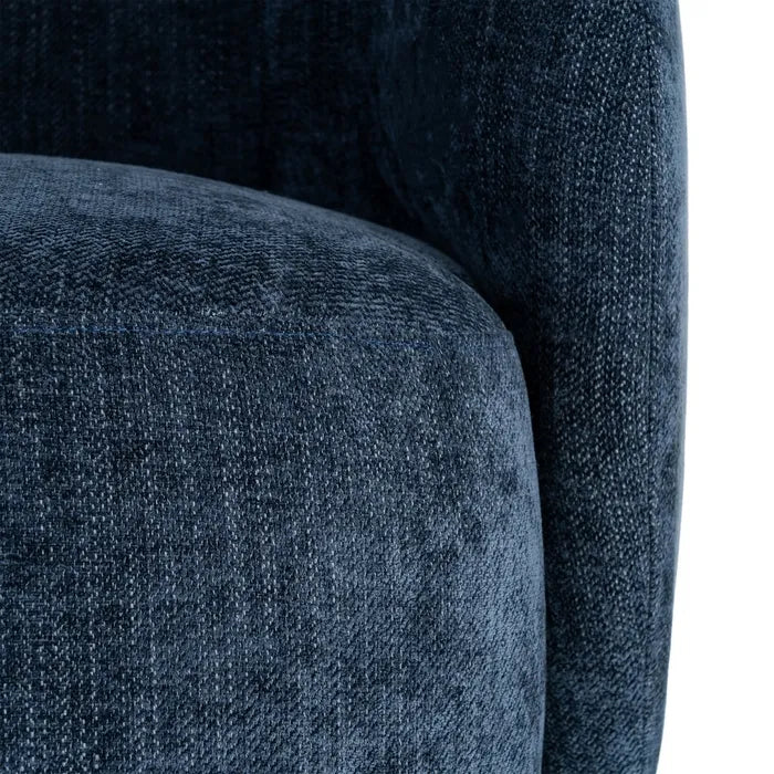 ULLASTRET - Sillón azul de tela y patas de madera de caucho