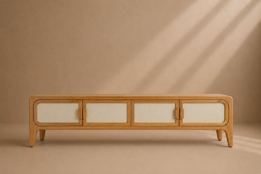 VENCE - Meuble TV en bois de manguier et bambou 190 cm