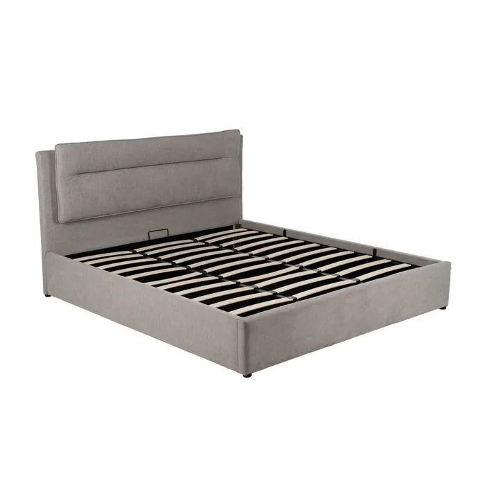 BOLEA - Cama tapizada gris para colchón de 180 cm