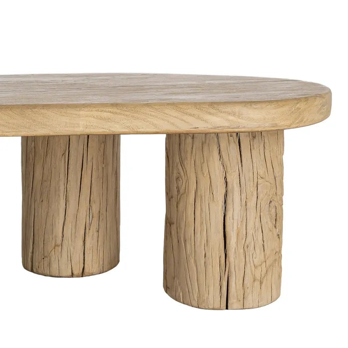 BESSE - Mesa de centro de madera de olmo para salón 127 x 69 x 38 cm