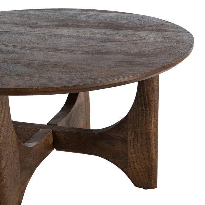 SORMIOU - Mesa de centro natural madera de mango 90 x 90 x 45 cm