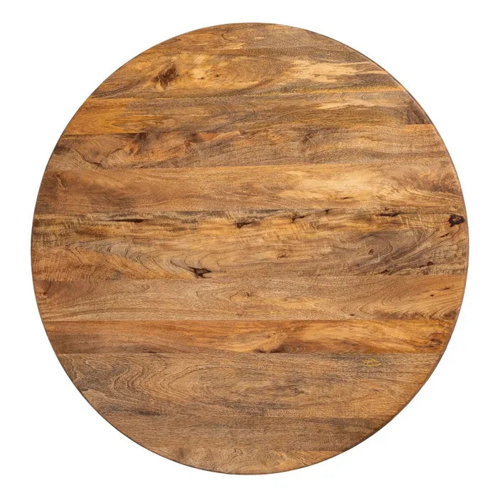 SABERO - Mesa de comedor redonda de madera de mango maciza 120 cm