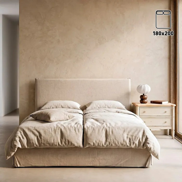 ANTIGNAC - Cama tapizada beige para colchón de 180 cm
