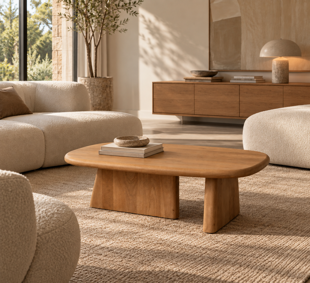 DAIMIEL - Mesa de centro de madera de acacia natural 120 x 60 cm