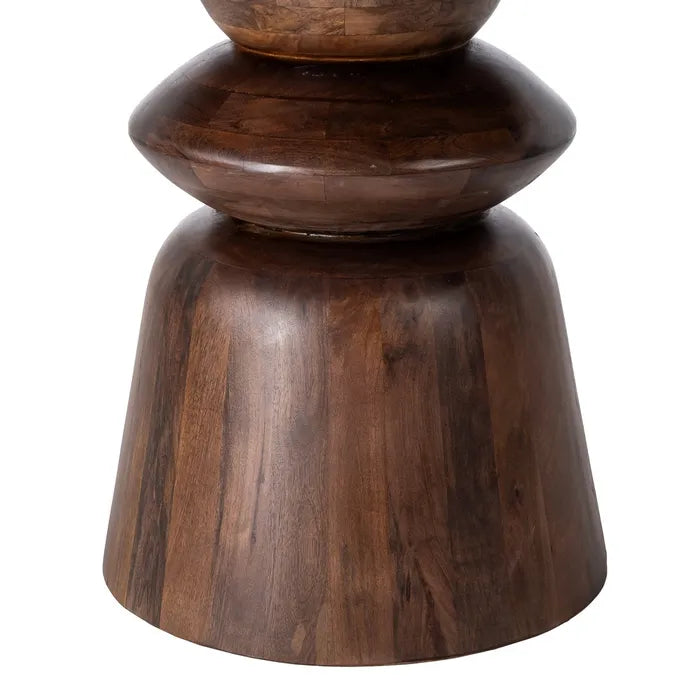 MENDAVIA - Mesa de comedor redonda de mármol y madera de mango de 120 cm