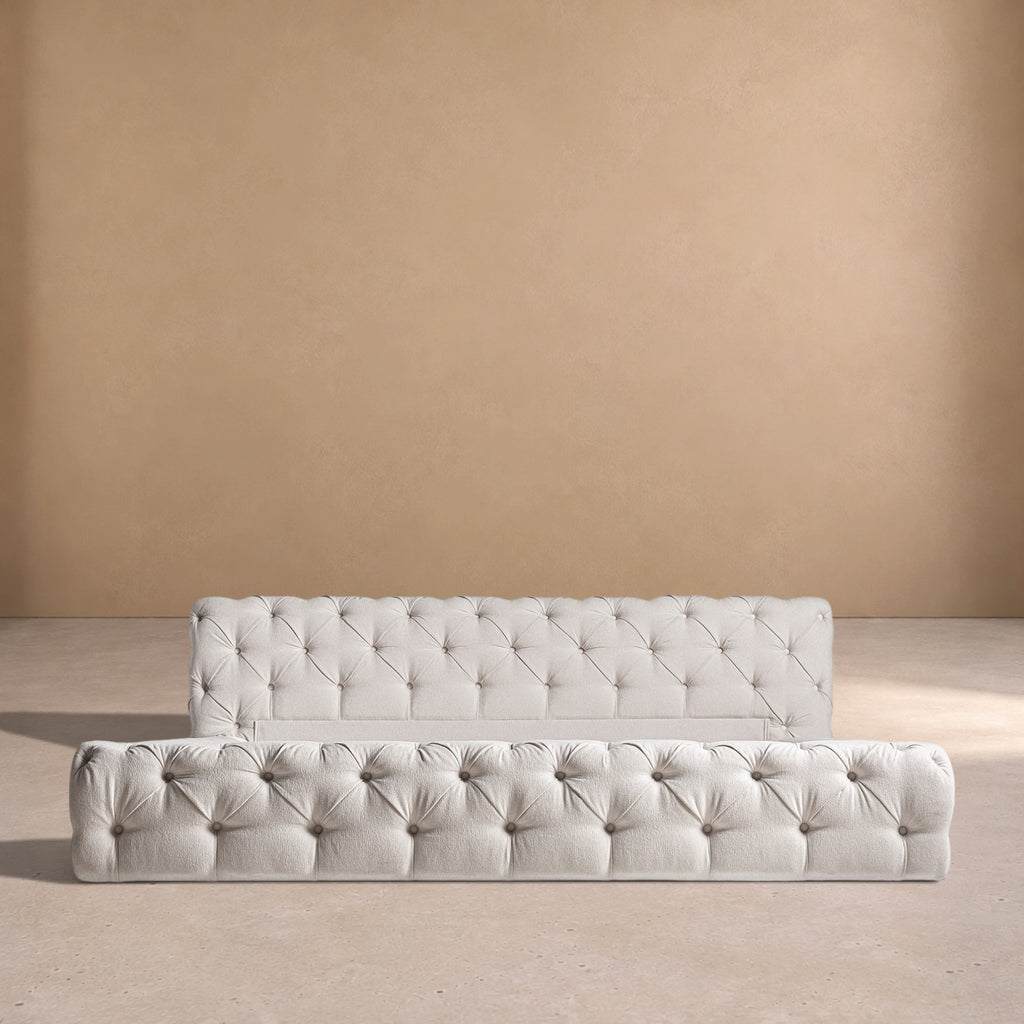 MURILLO - Cama capitoné beige 225 x 245 cm