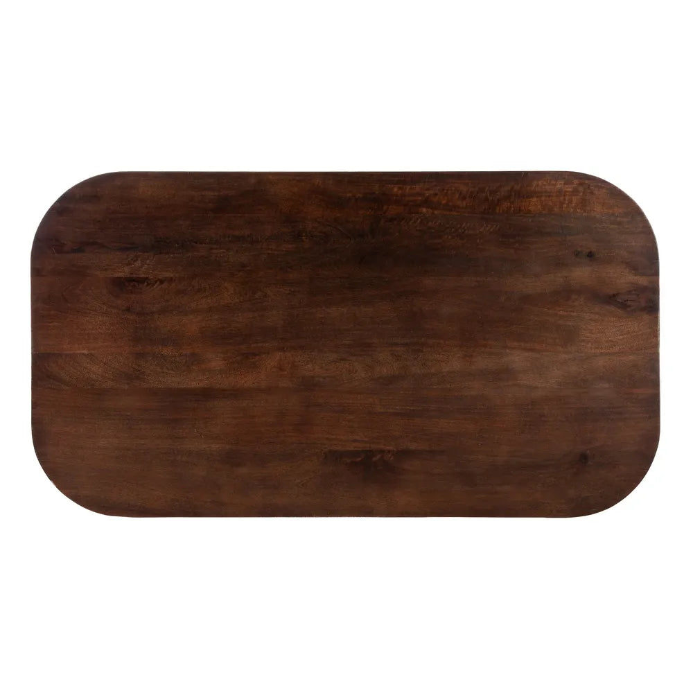 ARCAS - Mesa de comedor de madera de mango marrón oscuro 145 cm