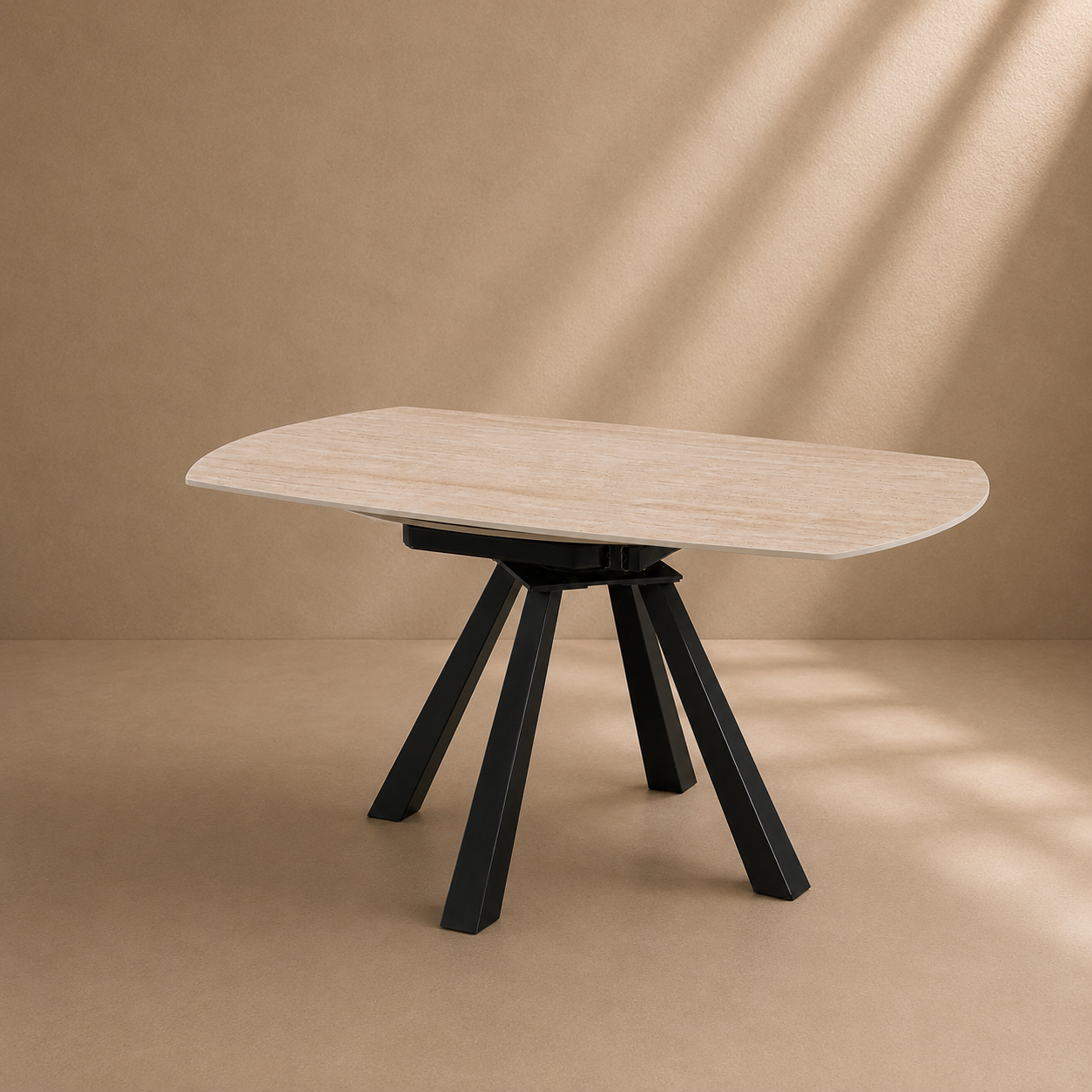 EBRE - Table à manger extensible en céramique effet travertin – Élégance et fonctionnalité