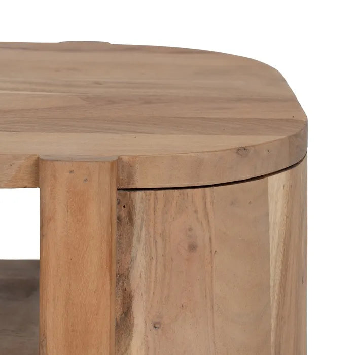 BERRE - Mesa de centro natural madera de acacia 120 x 50 x 40 cm