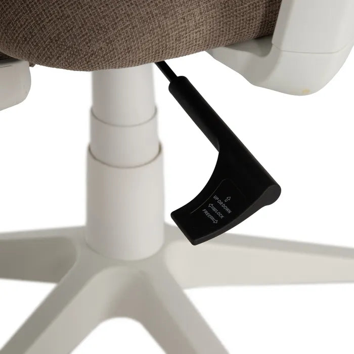 ÓBIDOS - Silla de oficina con ruedas de tela y metal color topo 63 × 59 × 94,5 cm