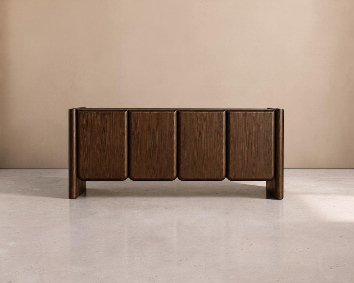 BISAYA - Aparador 180cm em madeira castanha nogueira com design contemporâneo