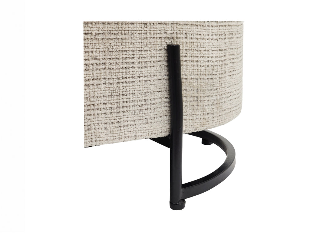 GAIANO - Banc coffre design avec rangement 100 cm en tissu naturel et métal noir