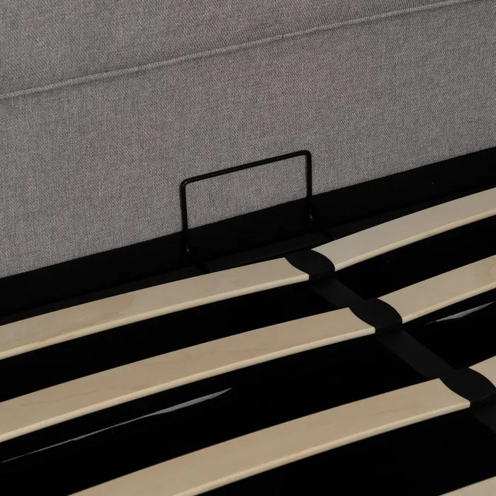 ALDEHUELA - Cama tapizada gris para colchón de 150 cm