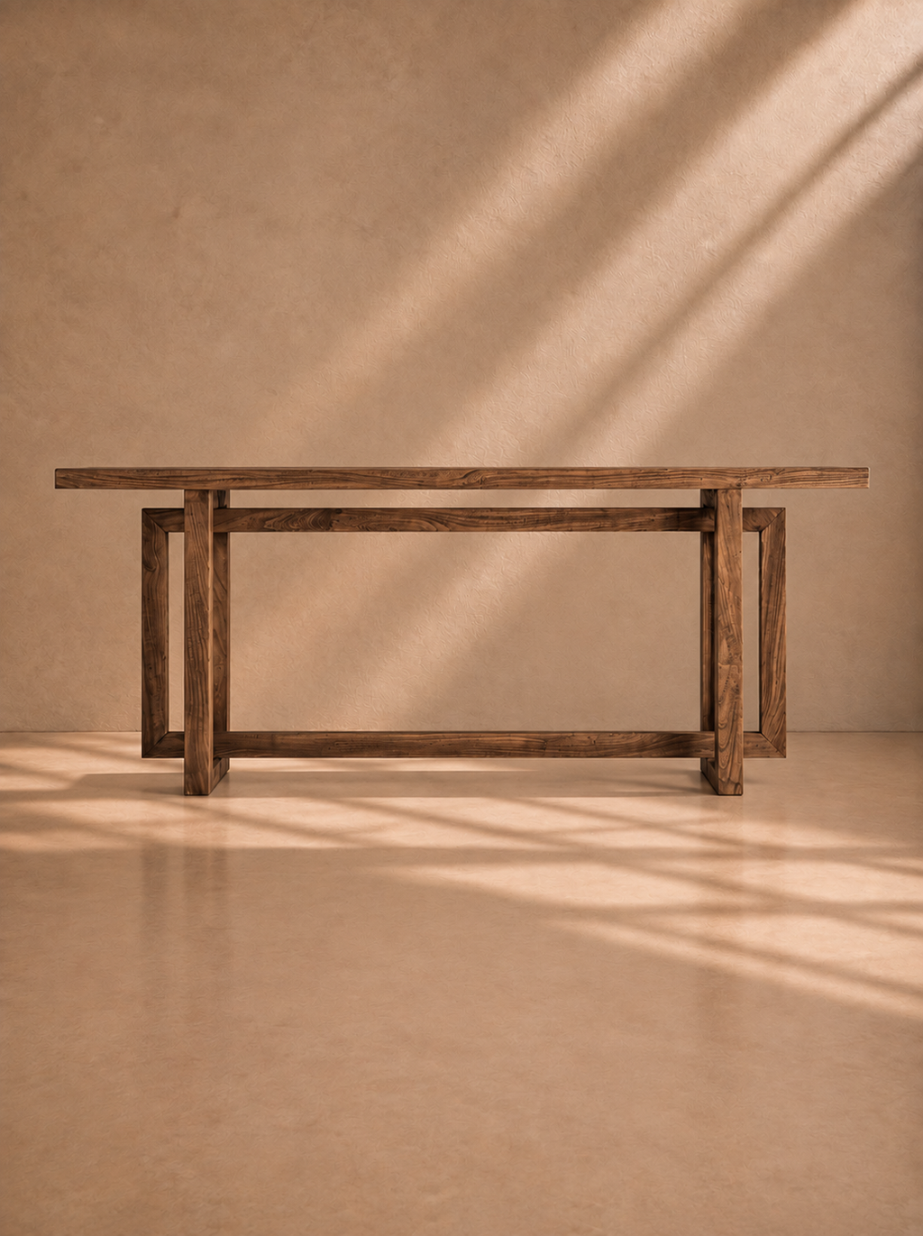 ERISTE - Consola de diseño en madera de olmo marrón 200 cm – estilo rústico y mediterráneo