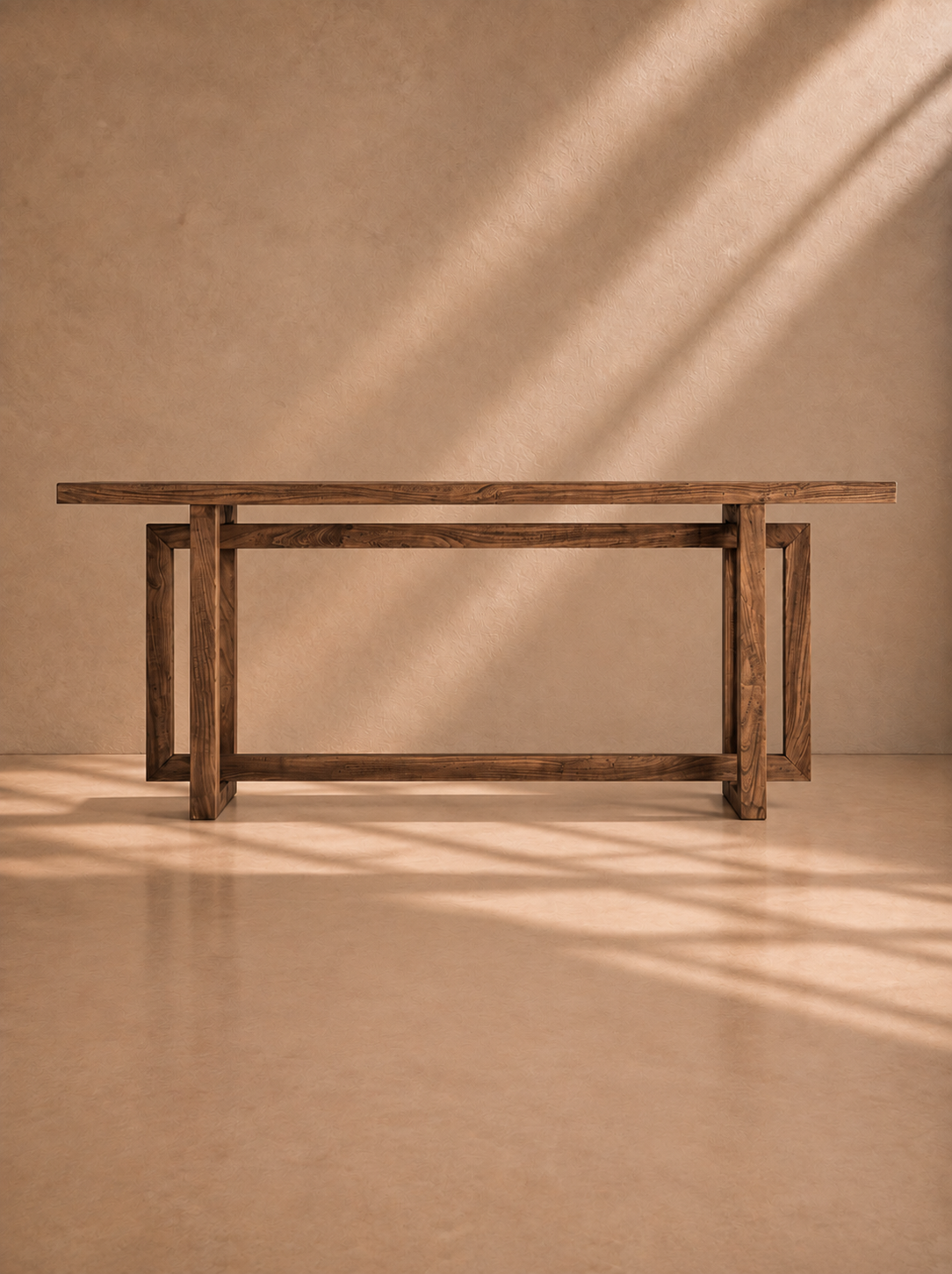 ERISTE - Consola de diseño en madera de olmo marrón 200 cm – estilo rústico y mediterráneo