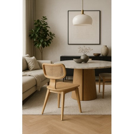 MILU - Chaise design en bois et cannage naturel – Élégance intemporelle & confort au quotidien