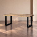 ARTA - Mesa de comedor natural negro 180 x 90 x 76 cm