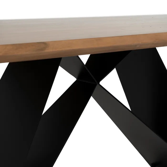 BUSA - Mesa de comedor madera metal salón 200 x 100 x 77 cm