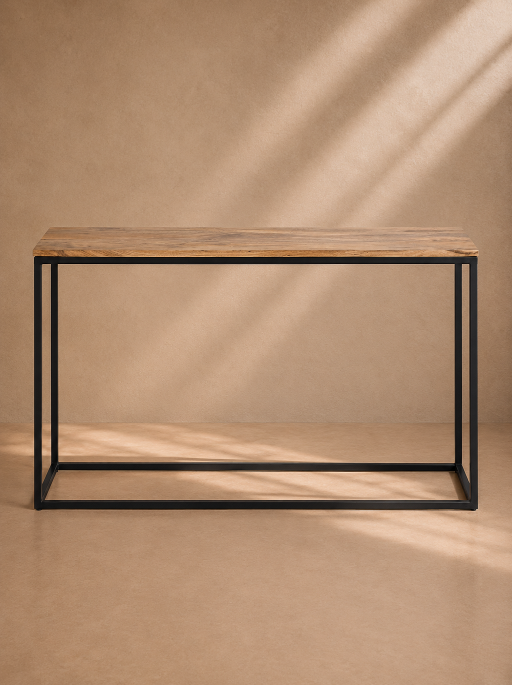 GERAS - Console en bois massif et acier noir 120 cm