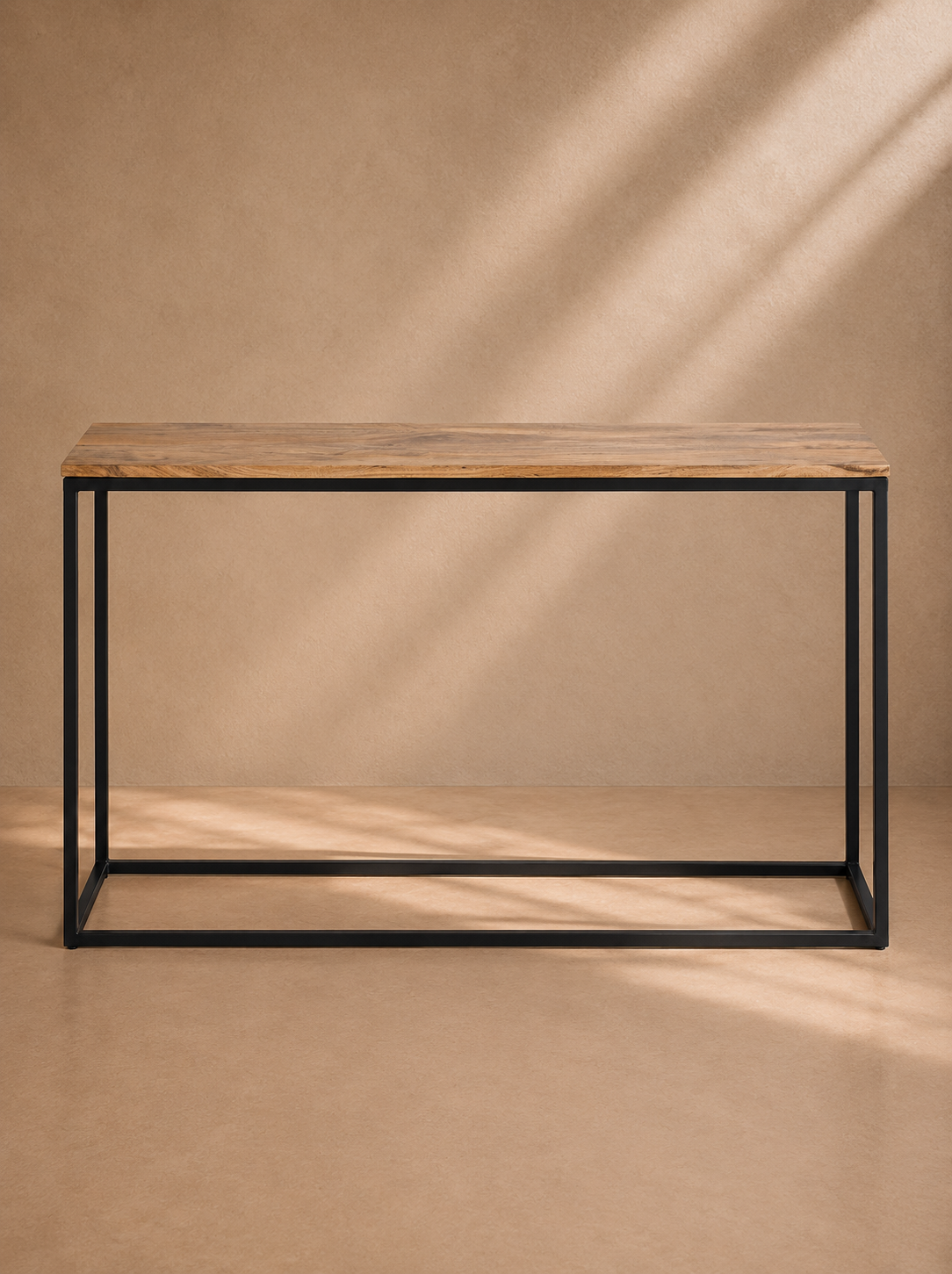 GERAS - Console en bois massif et acier noir 120 cm