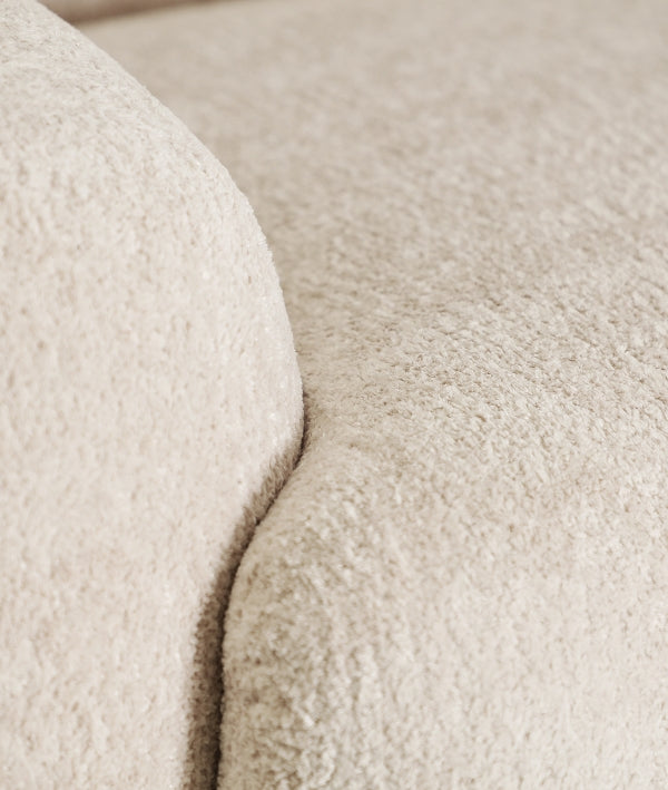 ROIZ - Sofá boucle de design 3 lugares 240 cm – Elegância minimalista e conforto envolvente