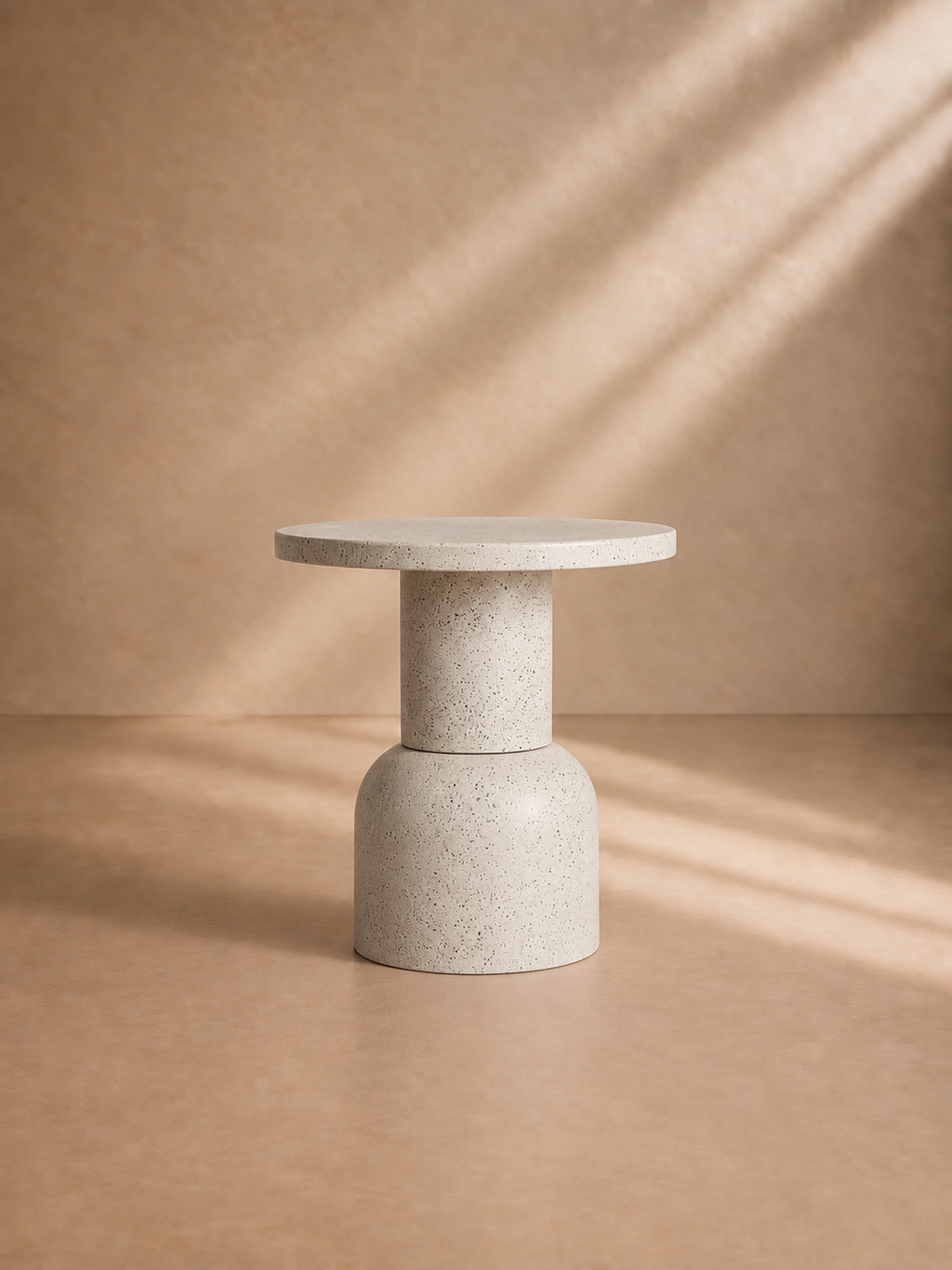 PRIEGO - Mesa auxiliar redonda de hierro blanco roto de 52 cm - diseño contemporáneo