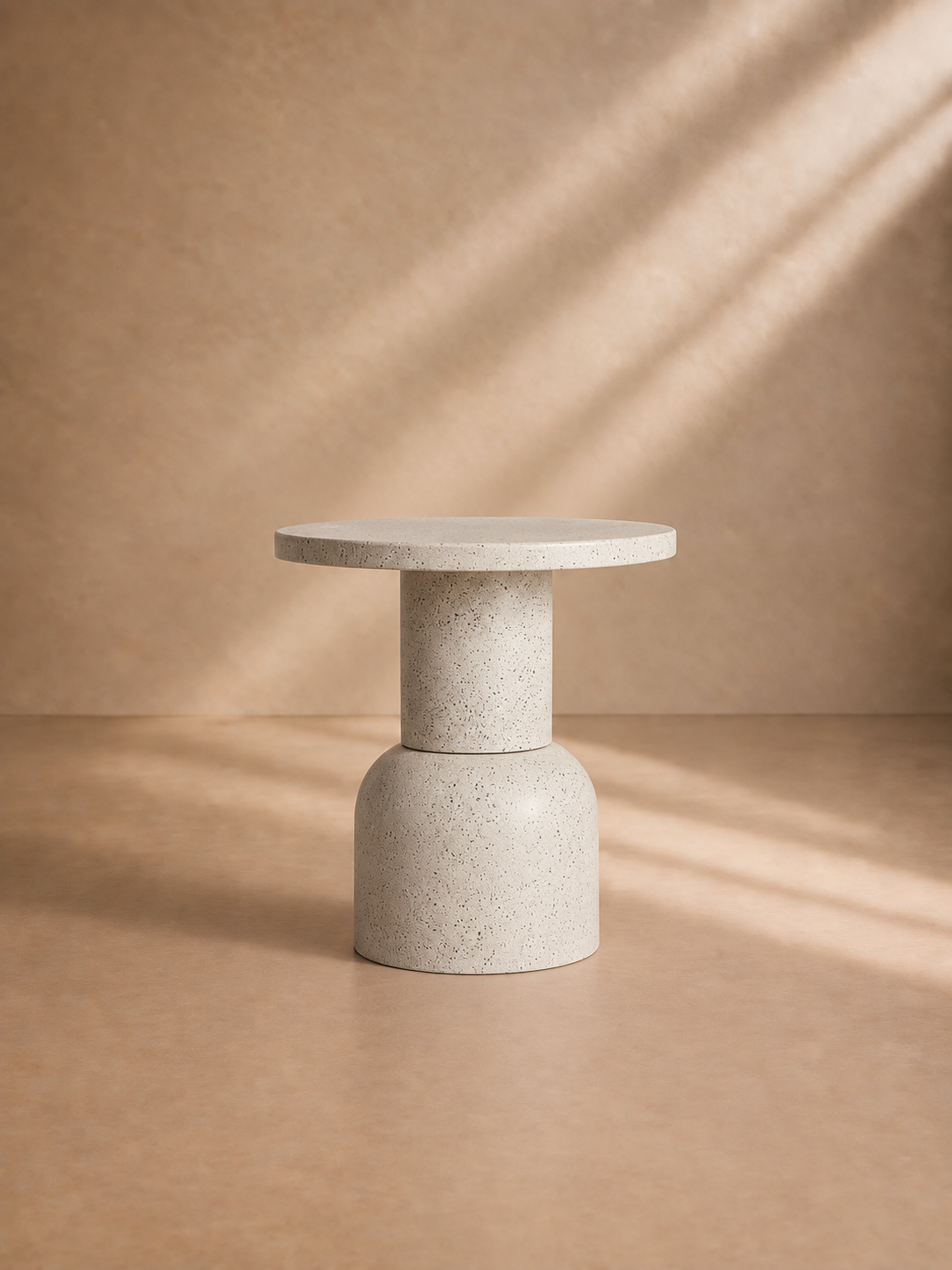 PRIEGO - Mesa auxiliar redonda de hierro blanco roto de 52 cm - diseño contemporáneo